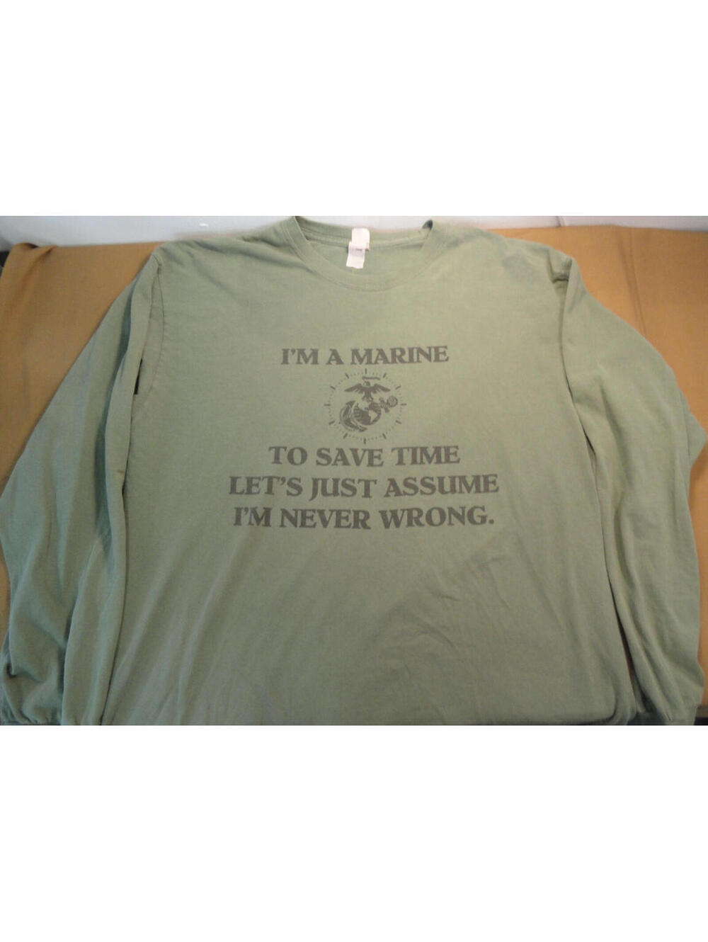 DISCONTINUED USMC IM A MARINE LONG SLEEVE OLIVE GREEN OG SHIRT LARGE